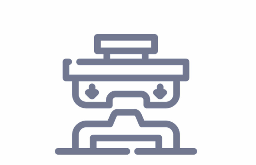 Tool Manufacturing & Forming Technology Symbol graphic of a forming tool with pressing movement - stands for the core competence of forming technology and toolmaking at weba.