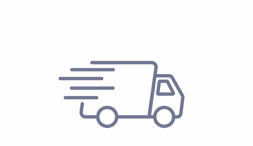 Symbolgrafik eines fahrenden Lieferwagens mit Bewegungslinien – stellvertretend für den mobilen Werkzeugbau-Service von weba.